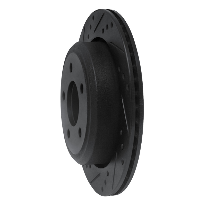 Ford Ranger Brake Rotor (1) - Rear Left - R1 Concepts - Drilled & Slotted - Black - `10-`11